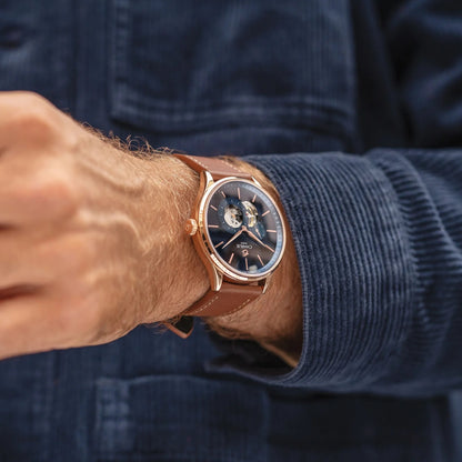 CHARLIE PARIS WATCH: INITIAL OPEN HEART ROSE GOLD & BLUE 