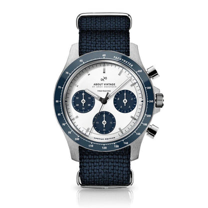 AV86 : 1960 RACING CHRONOGRAPHE - STEEL / NAVY & WHITE
