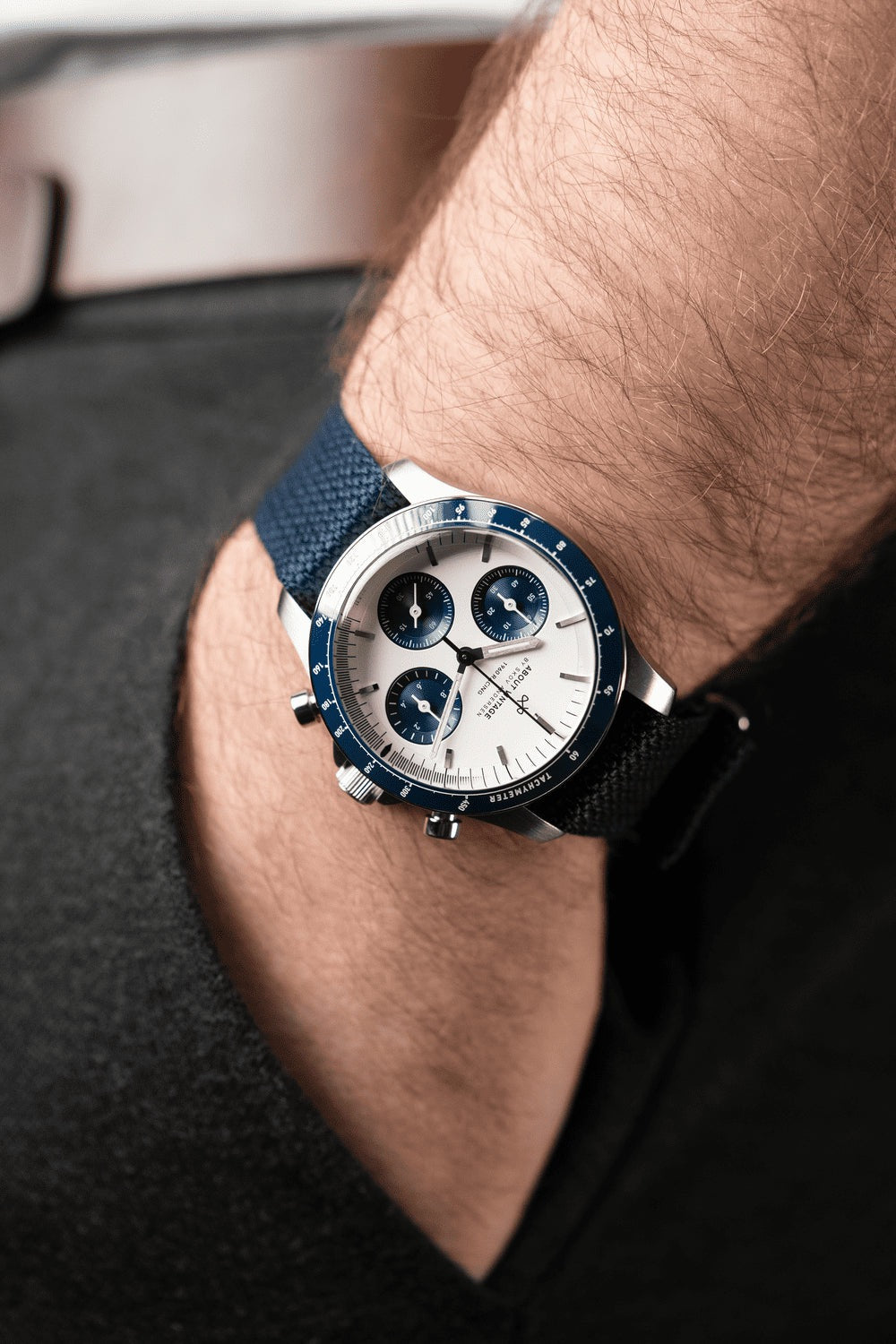 AV86 : 1960 RACING CHRONOGRAPHE - STEEL / NAVY & WHITE