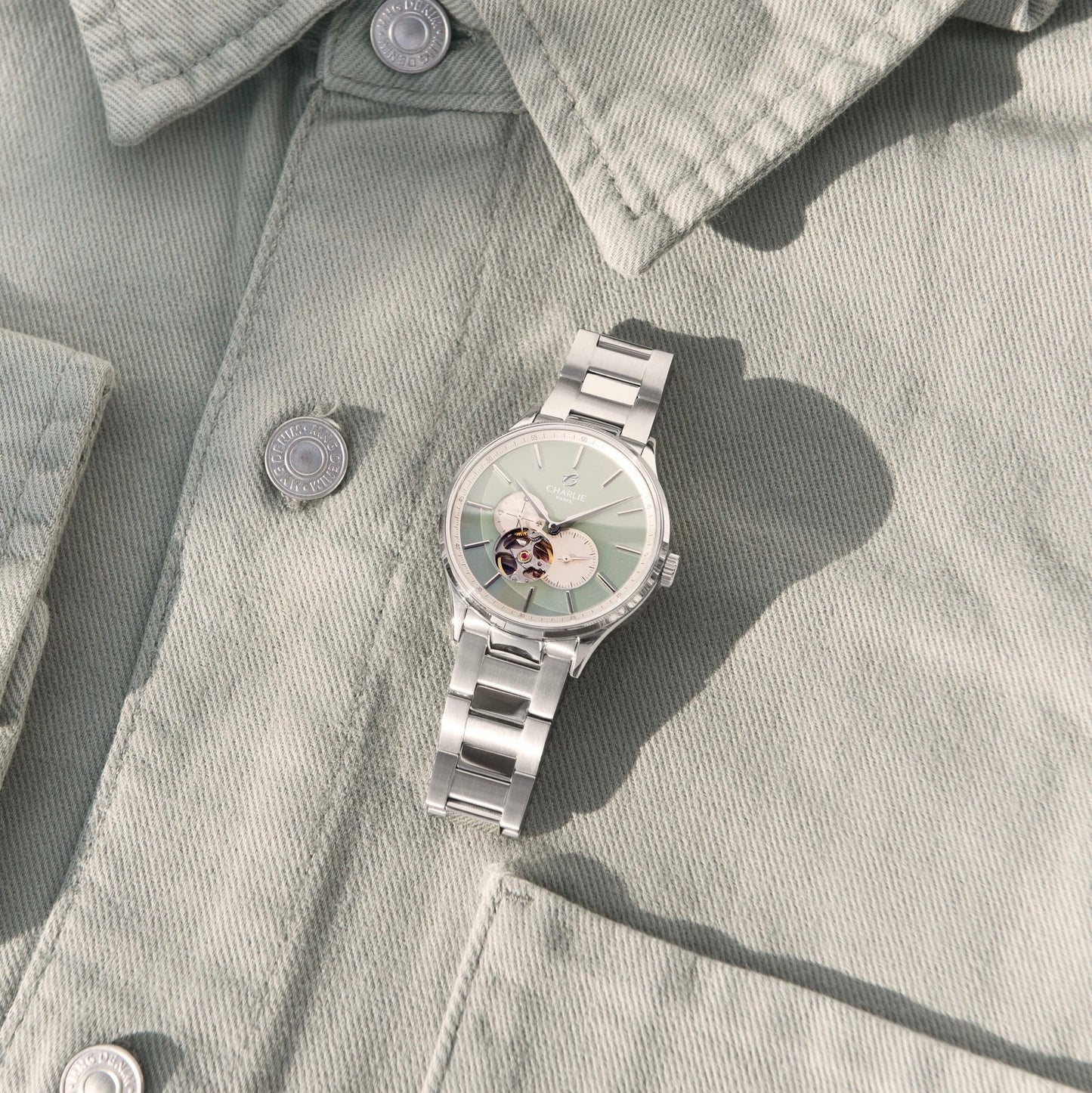 MONTRE CHARLIE PARIS : INITIAL CŒUR OUVERT SPRING GREEN