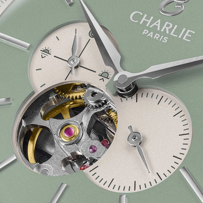 MONTRE CHARLIE PARIS : INITIAL CŒUR OUVERT SPRING GREEN