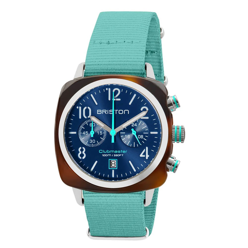 BRISTON : CLUBMASTER CLASSIC - CHRONO - SUMMER VIBES - BLEU