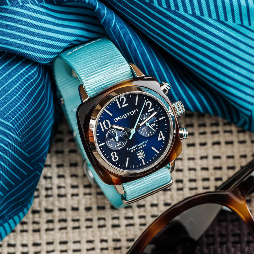 BRISTON : CLUBMASTER CLASSIC - CHRONO - SUMMER VIBES - BLEU