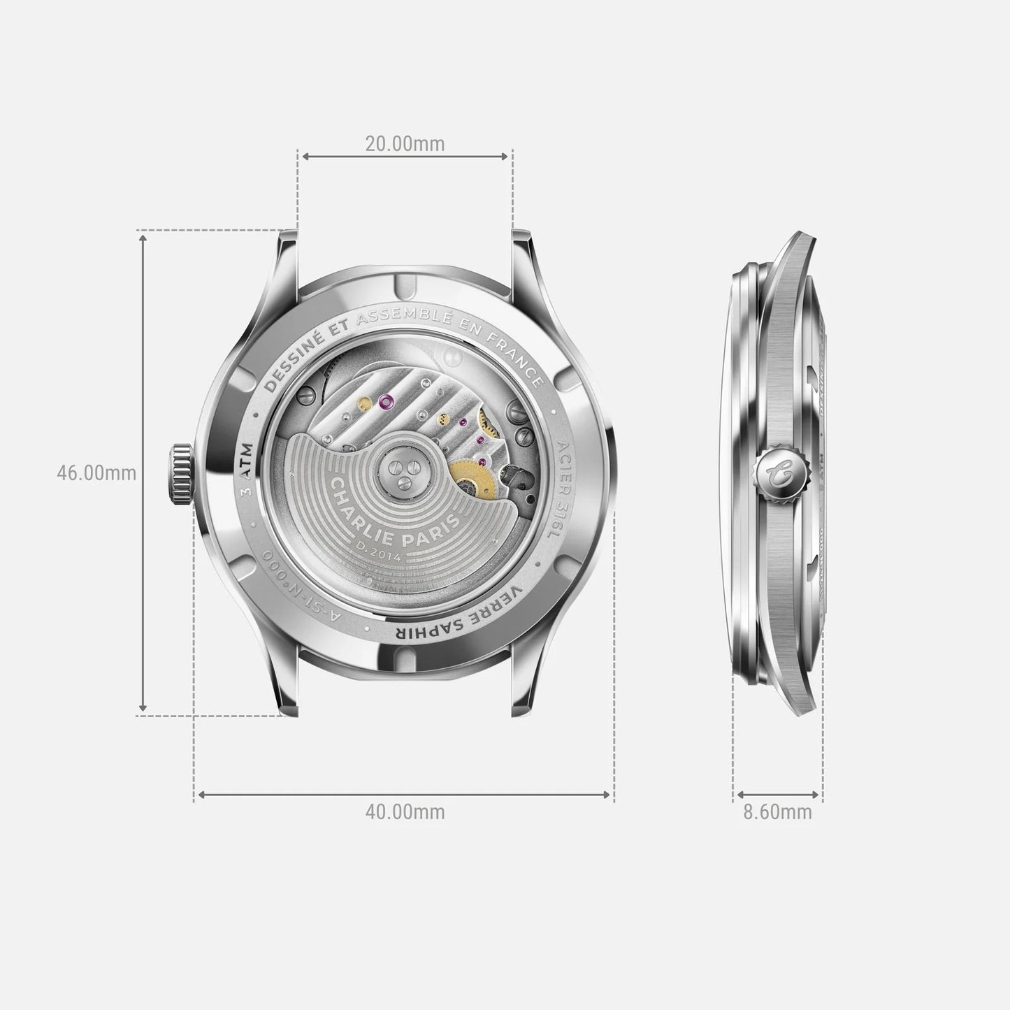 CHARLIE PARIS WATCH: INITIAL SLIM GREY 