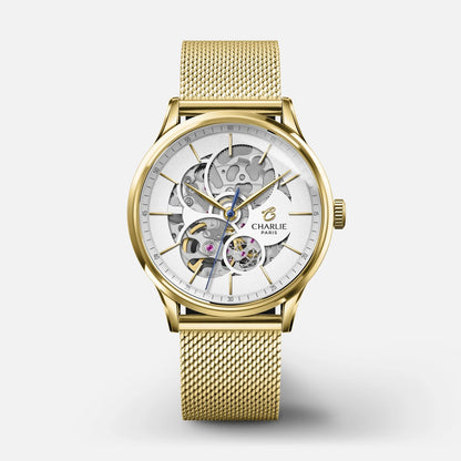 CHARLIE PARIS WATCH: INITIAL 36 OPENWORK GOLD