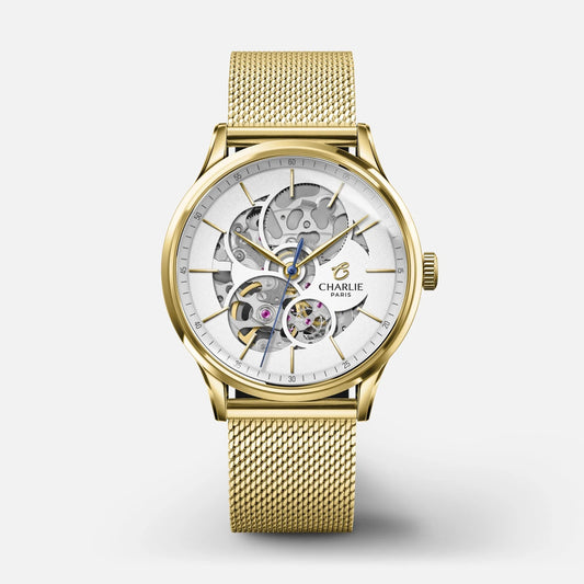 CHARLIE PARIS WATCH: INITIAL 36 OPENWORK GOLD