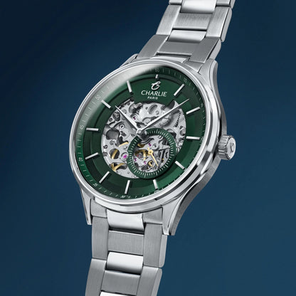CHARLIE PARIS WATCH: INITIAL GREEN SKELETON