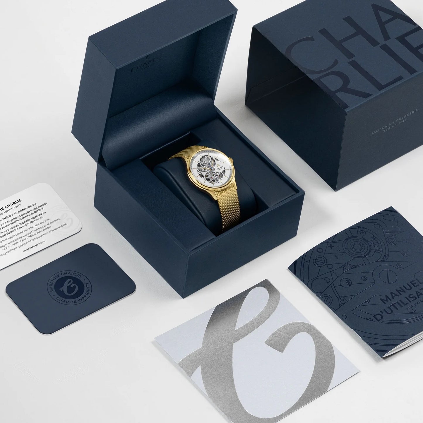 CHARLIE PARIS WATCH: INITIAL 36 OPENWORK GOLD