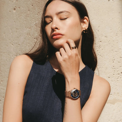 CHARLIE PARIS WATCH: INITIAL 36 OPENWORK ROSE GOLD & BLUE