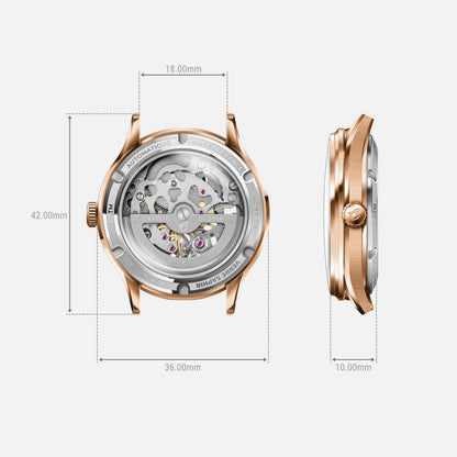 CHARLIE PARIS WATCH: INITIAL 36 OPENWORK ROSE GOLD & BLUE