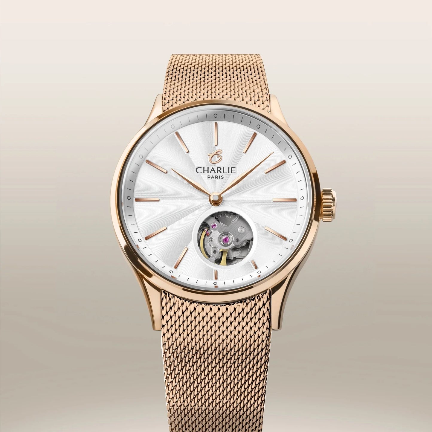 CHARLIE PARIS WATCH: INITIAL 35 OPEN HEART ROSE GOLD