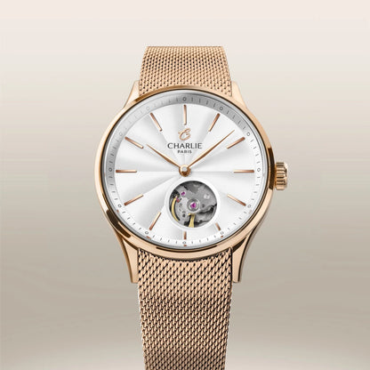 CHARLIE PARIS WATCH: INITIAL 35 OPEN HEART ROSE GOLD