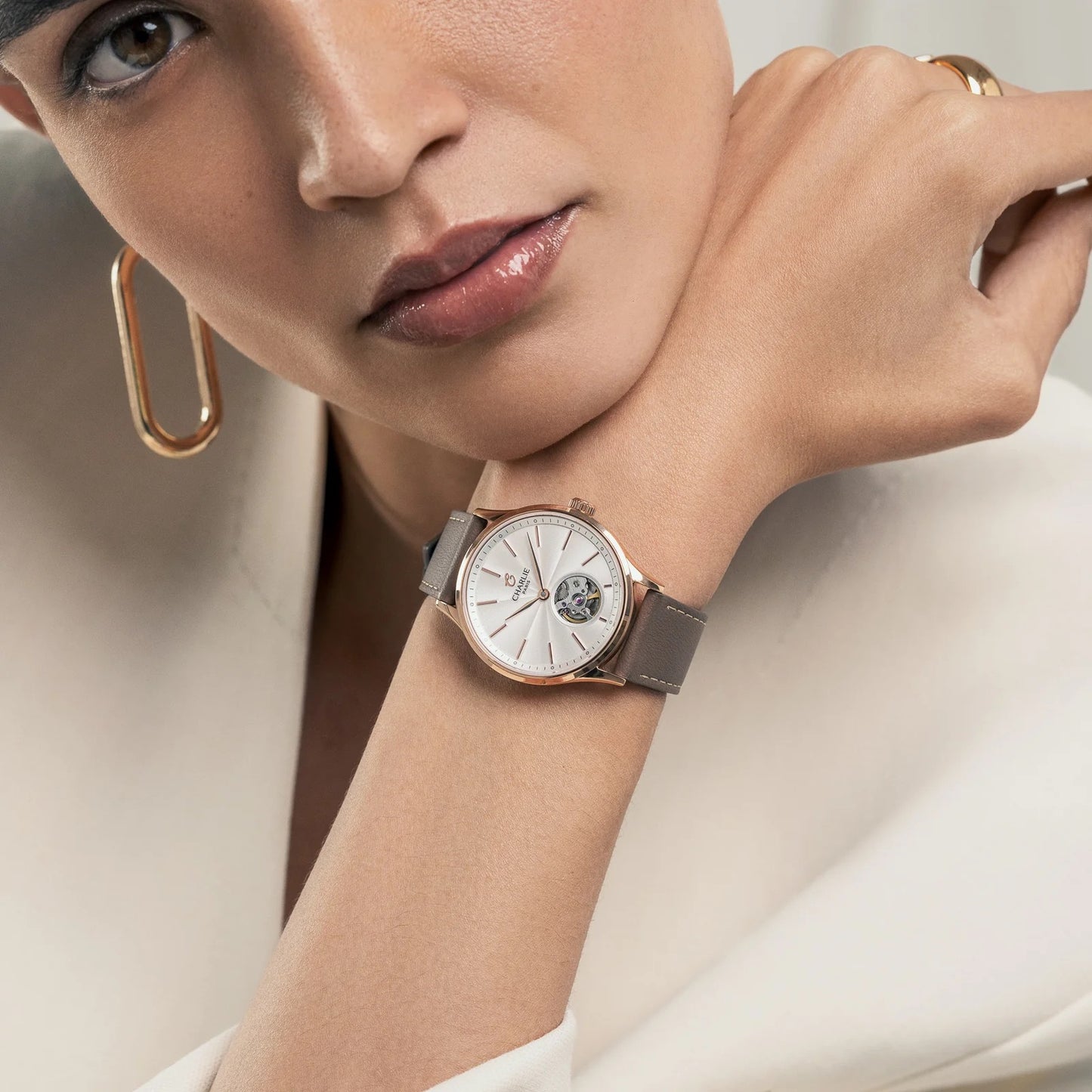 CHARLIE PARIS WATCH: INITIAL 35 OPEN HEART ROSE GOLD