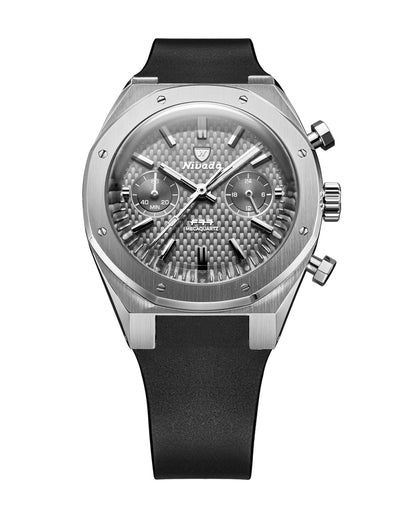 RELOJ NIVADA GRENCHEN: F77 CHRONO MECAQUARTZ GRIS 38MM