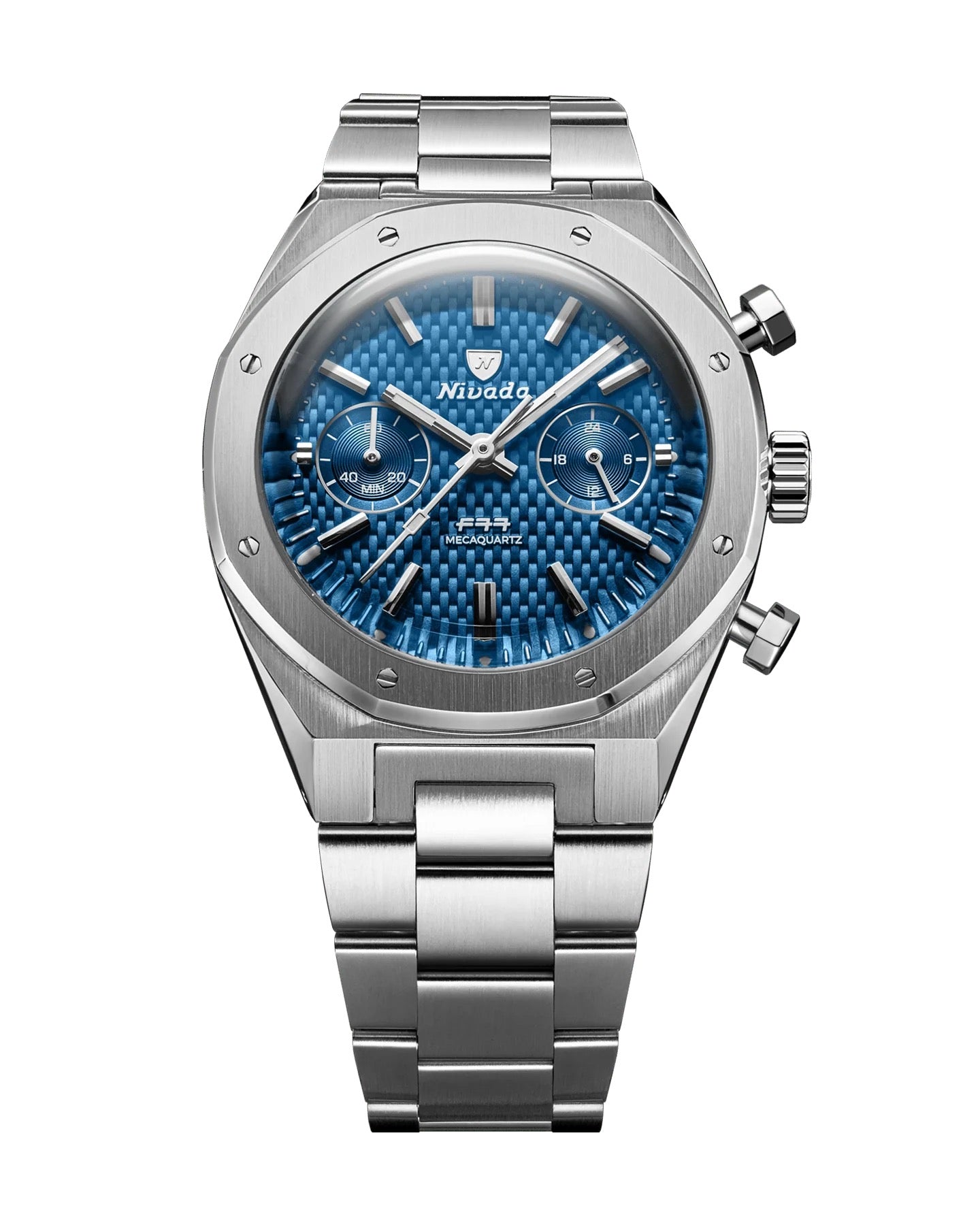 RELOJ NIVADA GRENCHEN: F77 CHRONO MECAQUARTZ AZUL 38MM