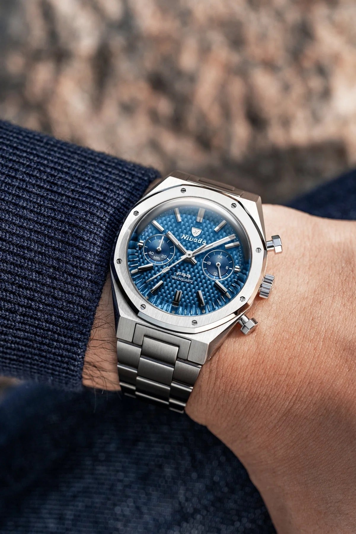 RELOJ NIVADA GRENCHEN: F77 CHRONO MECAQUARTZ AZUL 38MM