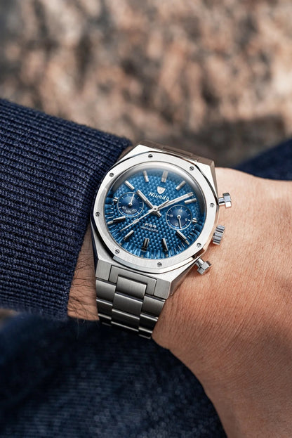 RELOJ NIVADA GRENCHEN: F77 CHRONO MECAQUARTZ AZUL 38MM