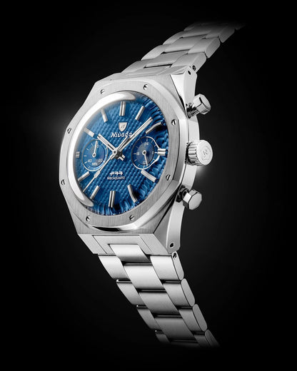 RELOJ NIVADA GRENCHEN: F77 CHRONO MECAQUARTZ AZUL 38MM