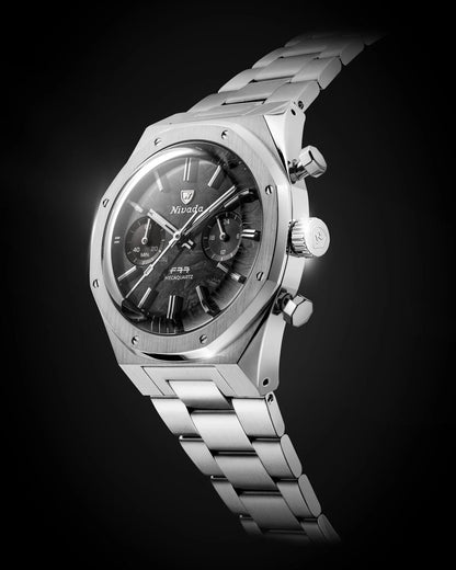 RELOJ NIVADA GRENCHEN: F77 CHRONO MECAQUARTZ CARBON 38MM