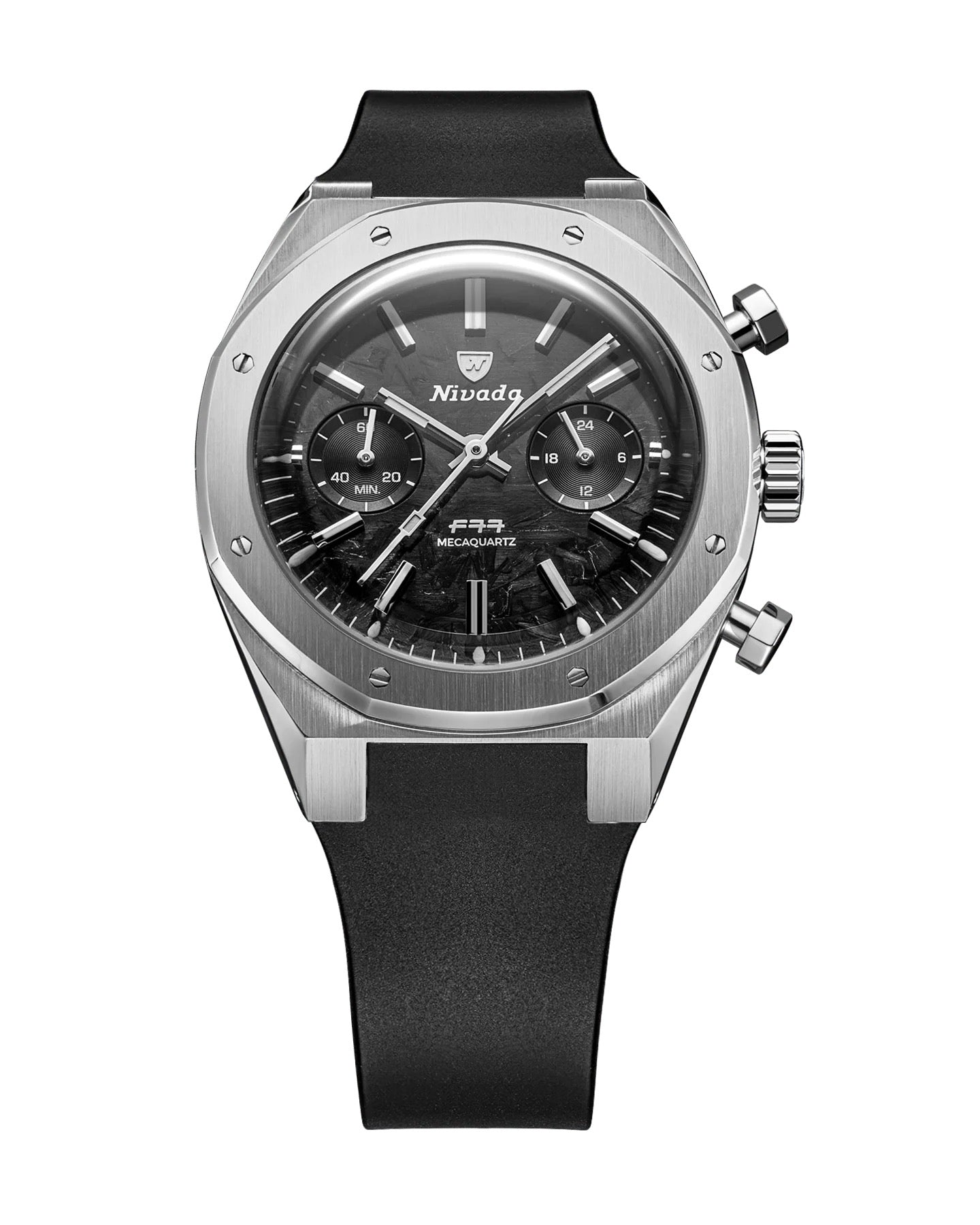 RELOJ NIVADA GRENCHEN: F77 CHRONO MECAQUARTZ CARBON 38MM