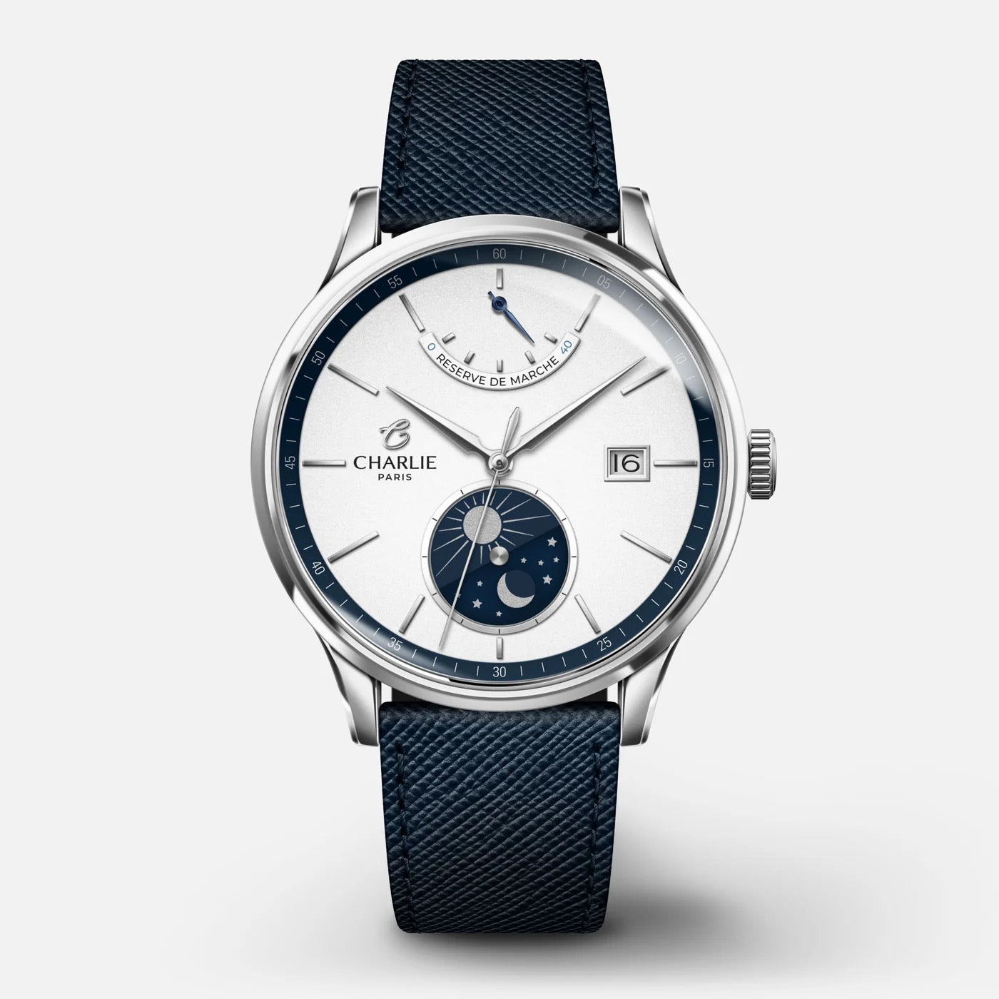 RELOJ CHARLIE PARIS: INITIAL DÍA/NOCHE BLANCO Y AZUL 
