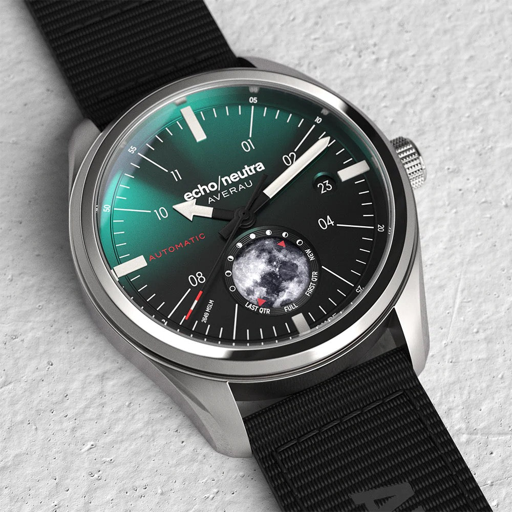 MONTRE ECHO/NEUTRA : AVERAU 39 PHASE LUNAIRE (BIG MOON) VERT DÉGRADÉ