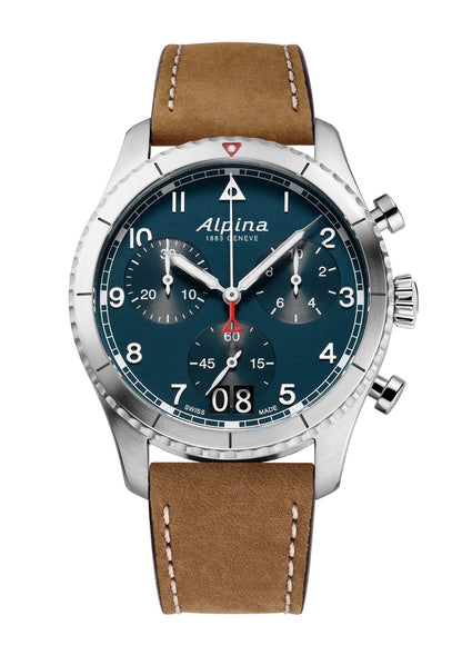 ALPINA WATCH: STARTIMER PILOT QUARTZ CHRONOGRAPH BIG DATE PETROLEUM BLUE