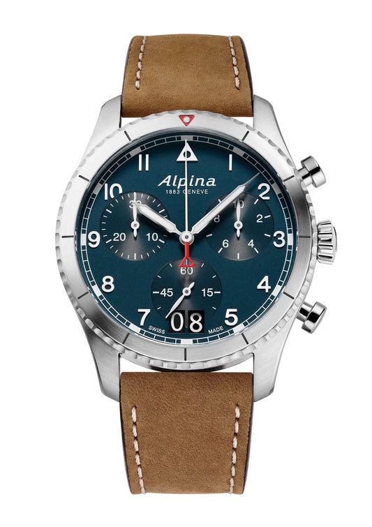 ALPINA WATCH: STARTIMER PILOT QUARTZ CHRONOGRAPH BIG DATE PETROLEUM BLUE