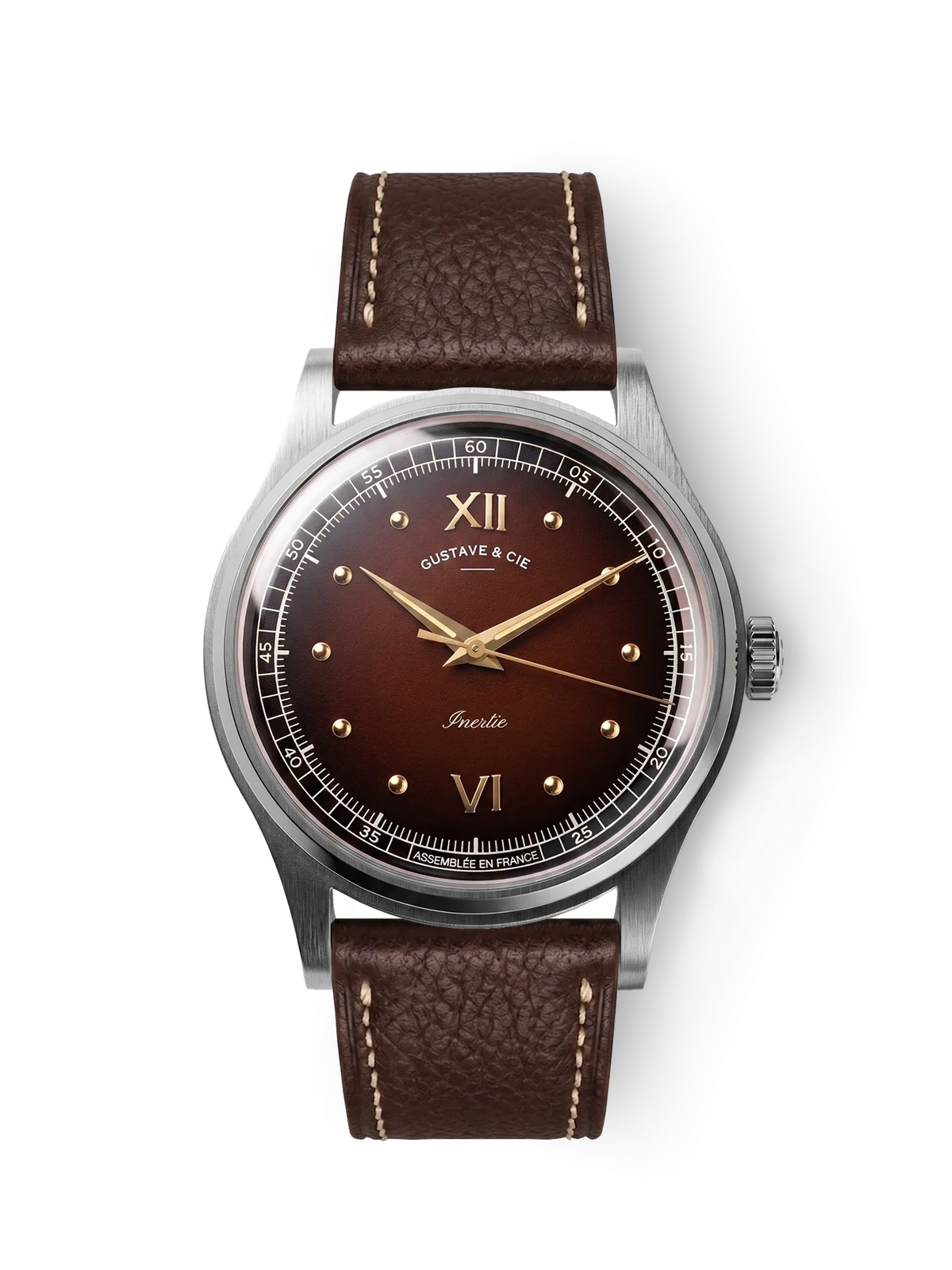Gustave Léon marron, bracelet Cuir Marron Chocolat Grainé
