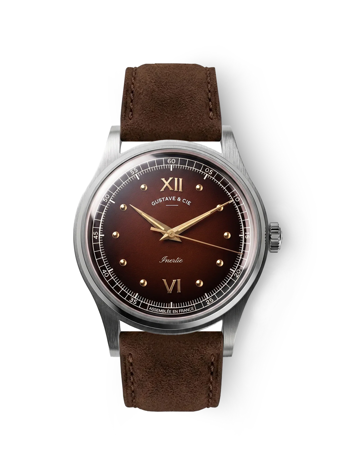 Gustave Léon marron, bracelet Cuir Nubuck Marron Chocolat