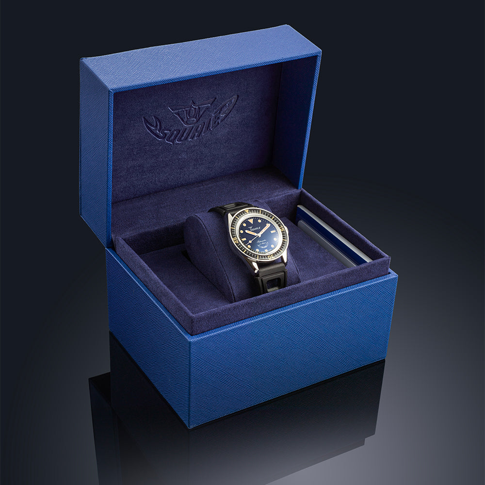 Squale SUB-37 Légende — bracelet caoutchouc noir — coffret