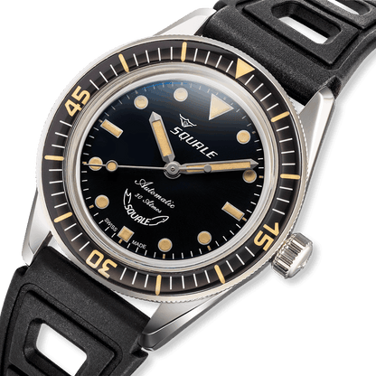 Squale SUB-37 Légende — bracelet caoutchouc noir — détail du cadran