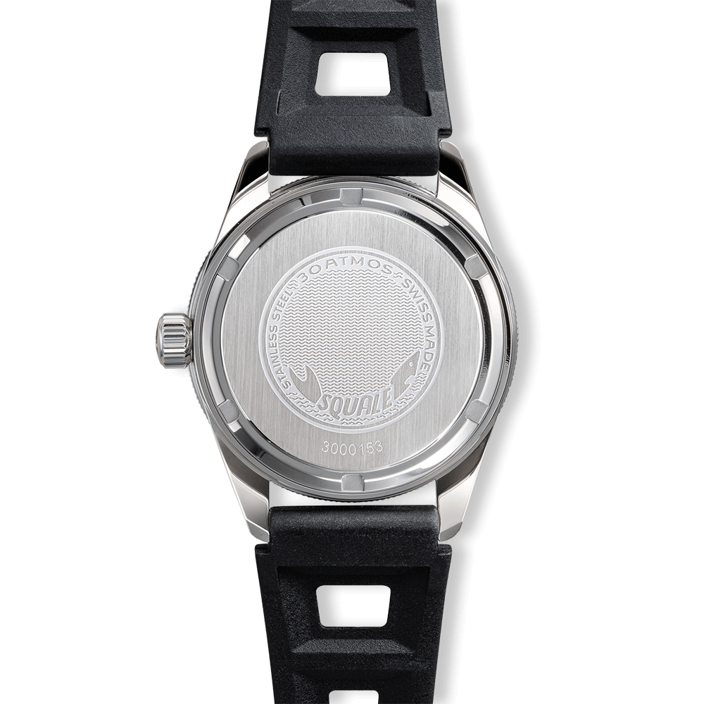 Squale SUB-37 Légende — bracelet caoutchouc noir — vue de dos