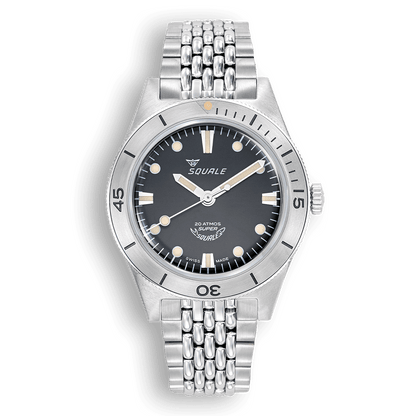 Squale Super Squale Sunray noire — bracelet acier — vue de face