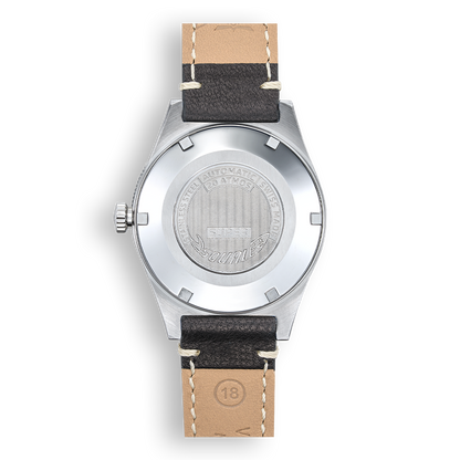 Squale Super Squale Sunray noire — bracelet cuir noir — vue de dos