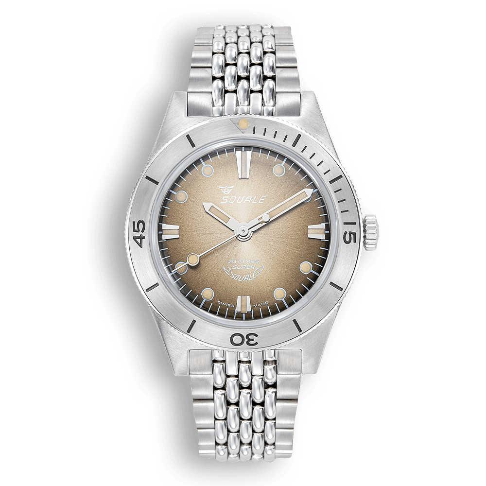 Squale Super Squale Sunray marron — bracelet acier — vue de face