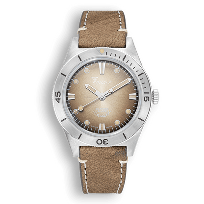 Squale Super Squale Sunray marron — bracelet cuir marron — vue de face