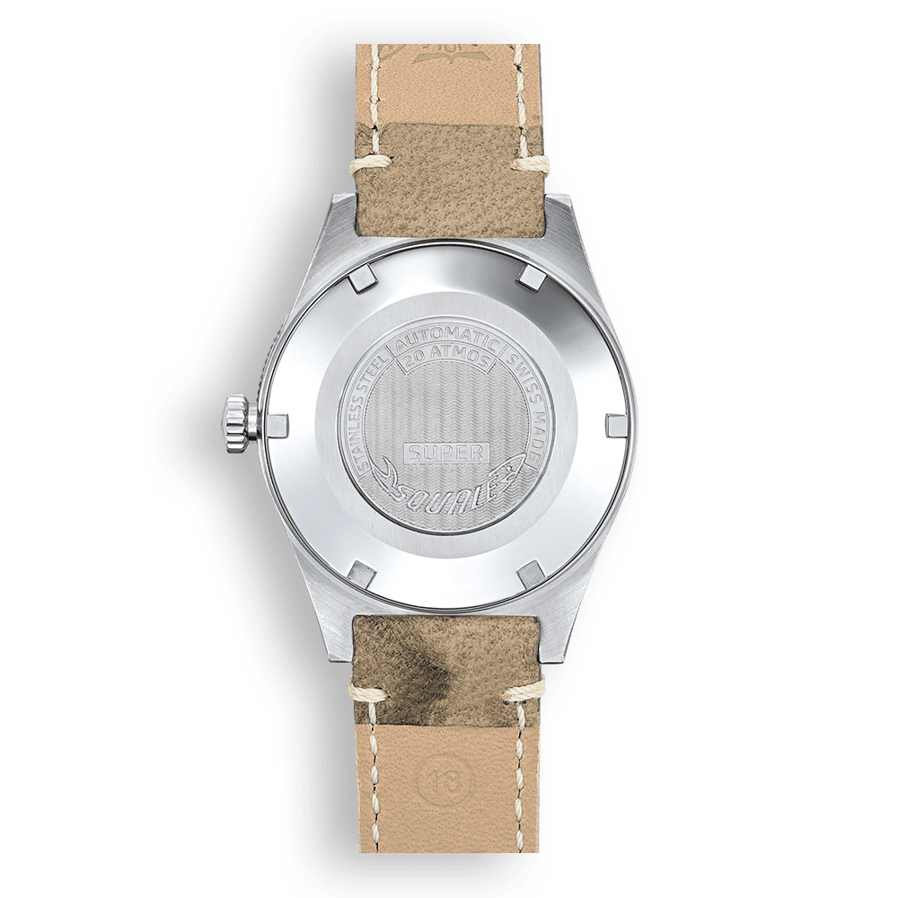 Squale Super Squale Sunray marron — bracelet cuir marron — vue de dos