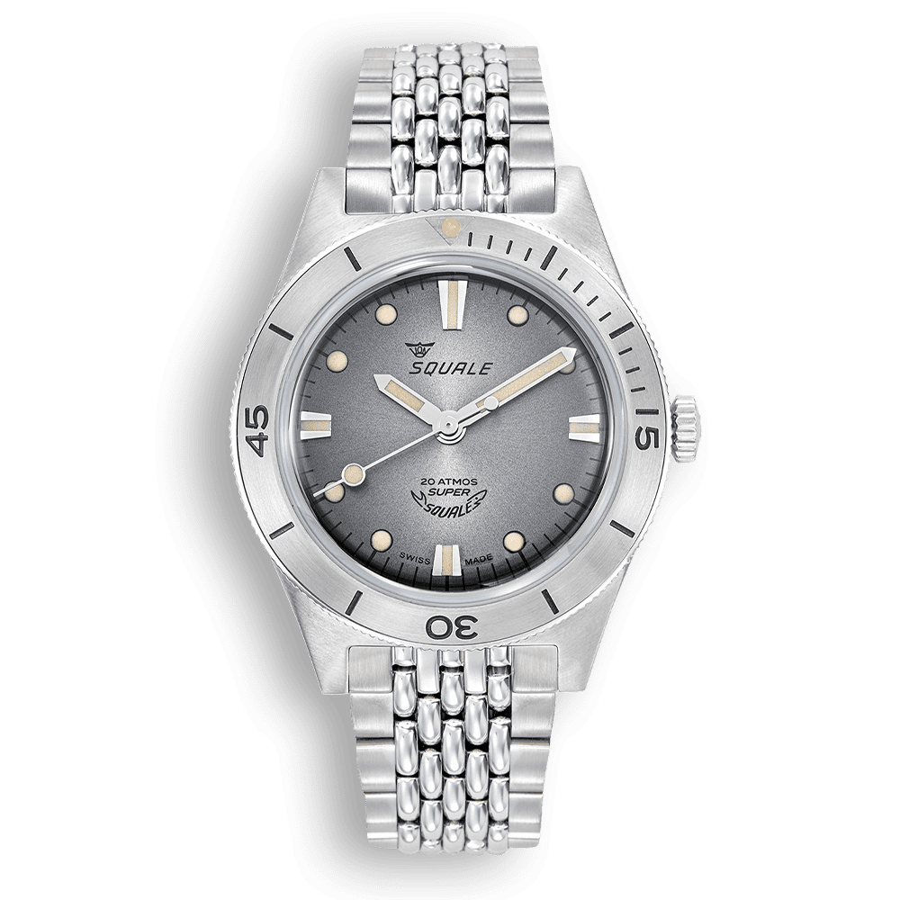 Squale Super Squale Sunray grise — bracelet acier — vue de face