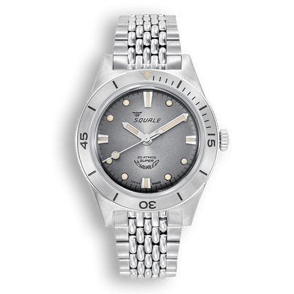 Squale Super Squale Sunray grise — bracelet acier — vue de face