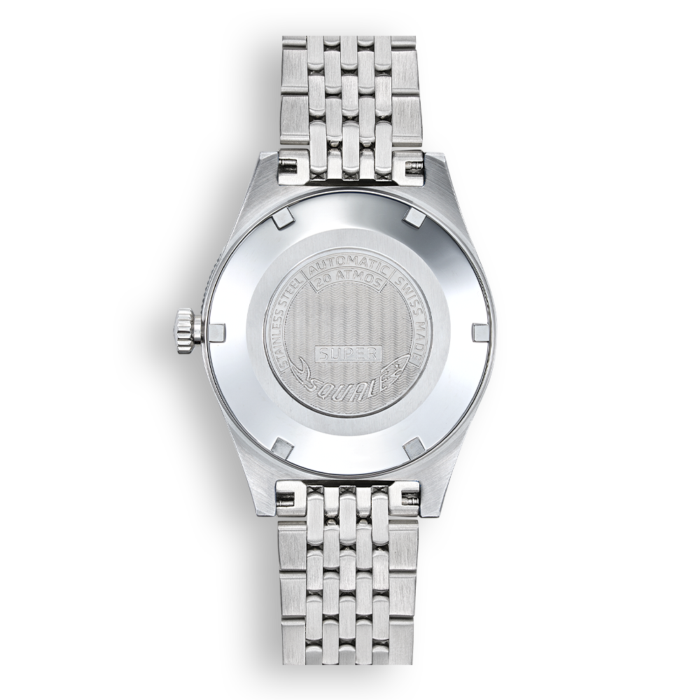 Squale Super Squale Sunray grise — bracelet acier — vue de dos