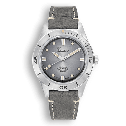 Squale Super Squale Sunray grise — bracelet cuir gris — vue de face