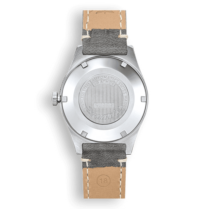 Squale Super Squale Sunray grise — bracelet cuir gris — vue de dos