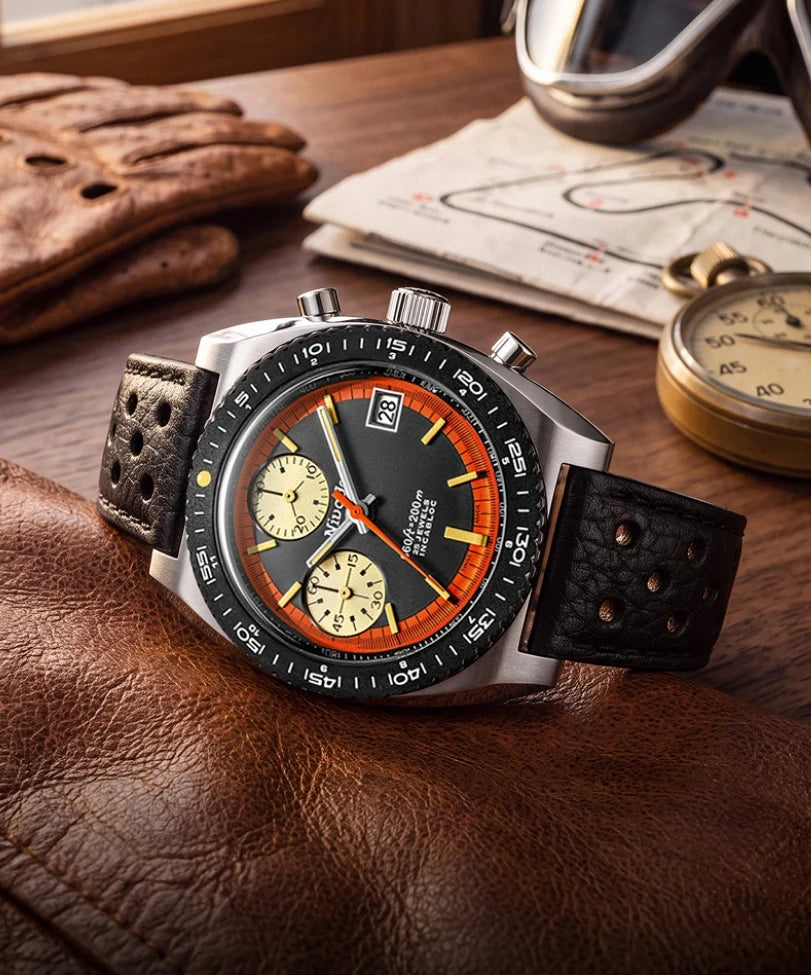 Nivada Grenchen Watch: Automatic Orange Autochron