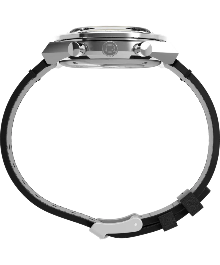 Timex : Q Timex chronographe noir 40 mm, vue de profil