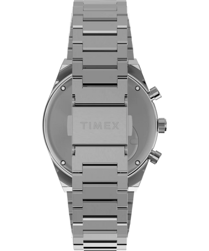 Timex : Q Timex Falcon Eye chronographe bleu 40 mm, vue de présentation