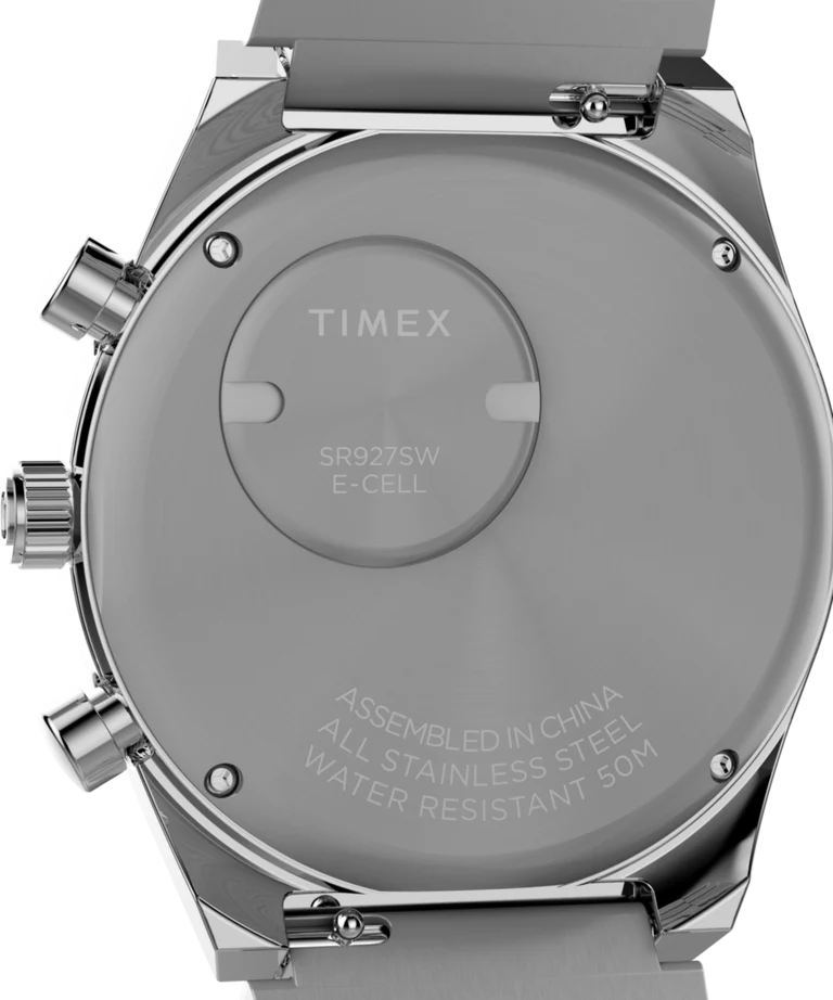 Timex : Q Timex Falcon Eye chronographe bleu 40 mm, vue de présentation