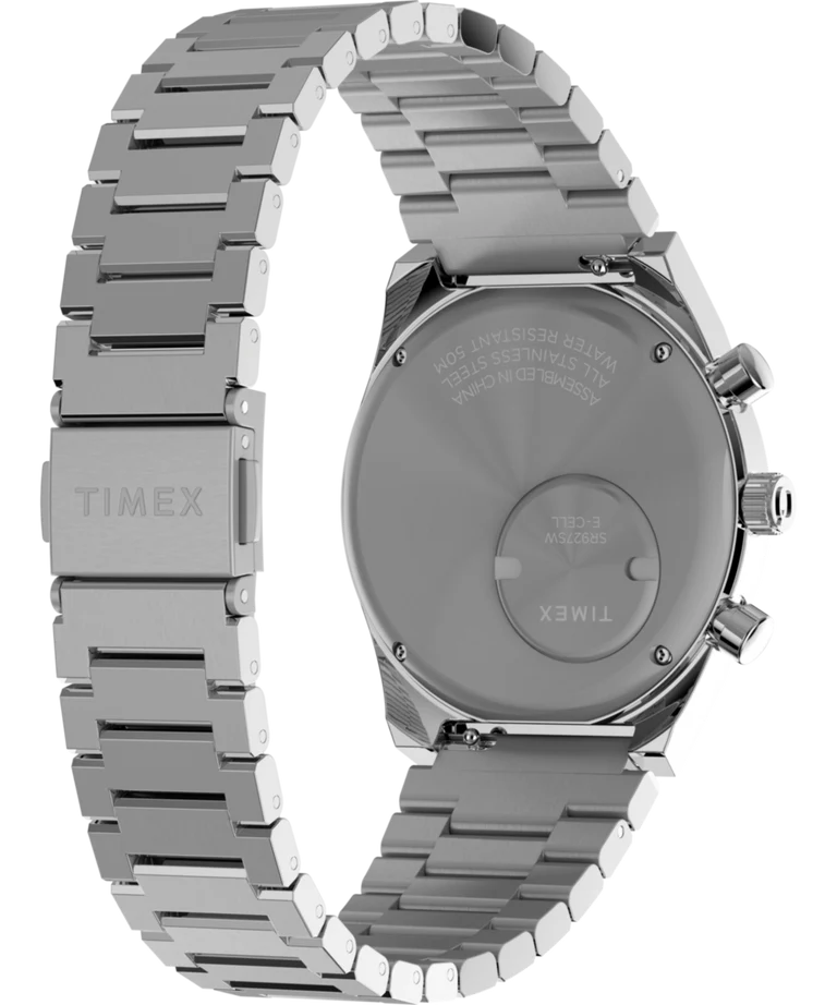 Timex : Q Timex Falcon Eye chronographe bleu 40 mm, vue de présentation