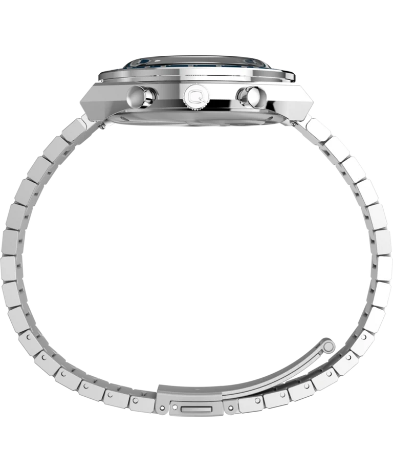 Timex : Q Timex chronographe bleu 40 mm, vue de profil