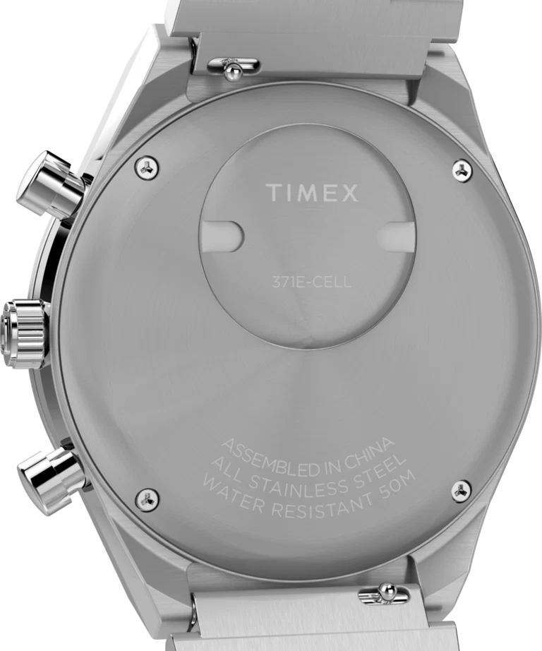 Timex : Q Timex chronographe bleu 40 mm, vue de présentation
